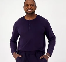 Men with Control Crew Neck Long Sleeve Henley Black M A573597