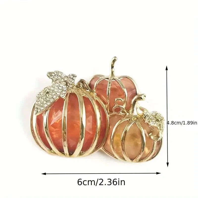 Gold Plated Pumpkin Brooch Enamel Pin Backpack Lapel Jewelry Golden Thanksgiving - Image 2 of 4