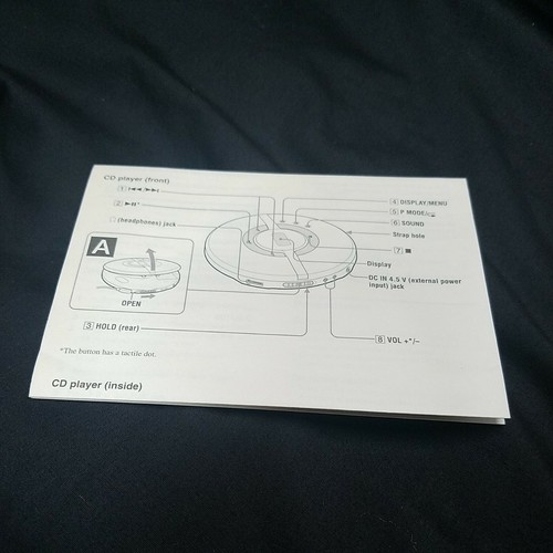 Sony Portable CD Player Operating Instructions For D-EJ 100 *ORIGINAL* - Picture 2 of 2