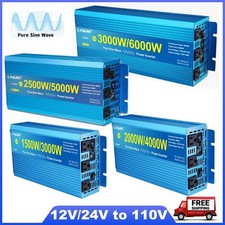 3000W 2500W 2000W 1500W Pure Sine Wave Power Inverter 12V/24V to 110V Converter
