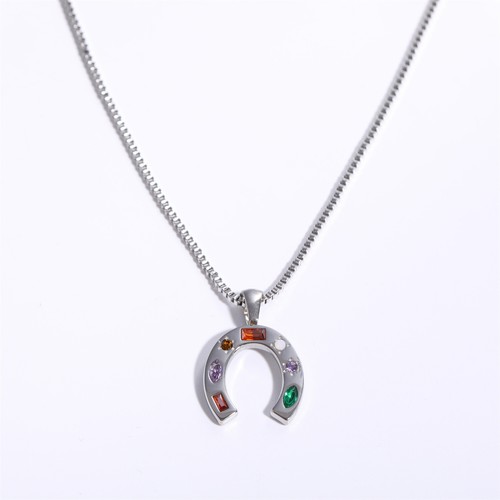 Collares Colgantes Retro Coloridos Circonia Símbolos de la Suerte para Mujer Cadenas de Caja - Imagen 23 de 24