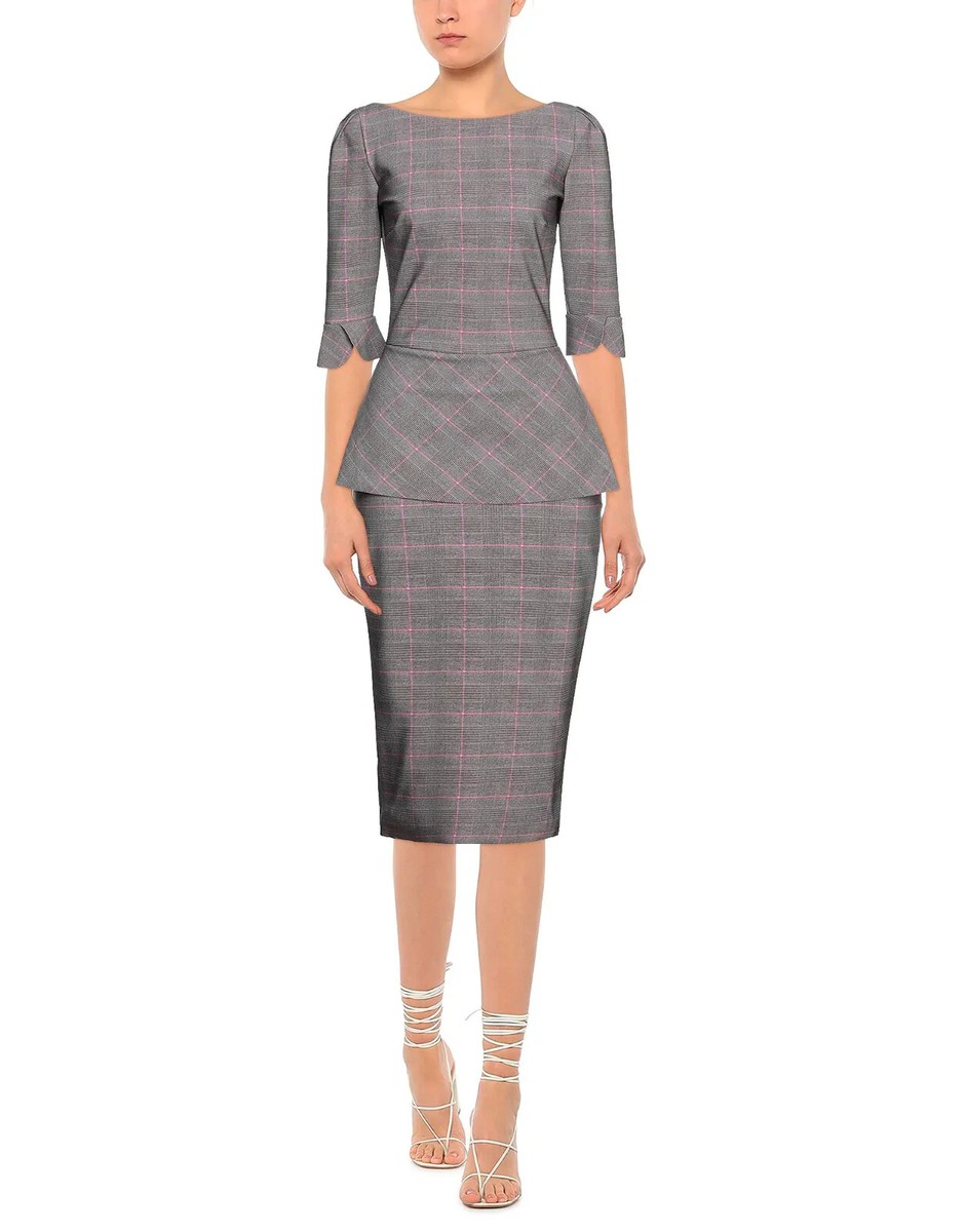 grey peplum dress Self-Portrait Pocket Peplum Midi Dress | Grey