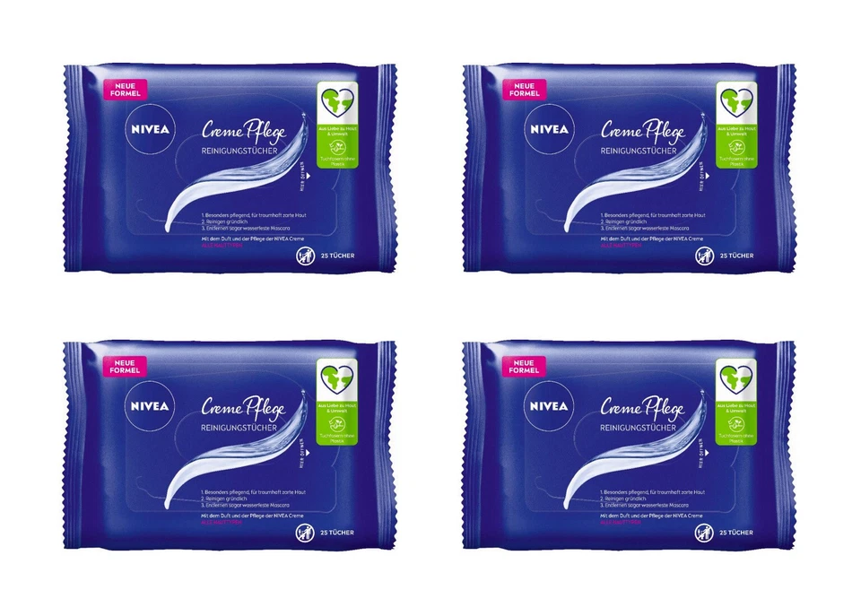 Nivea Creme Pflege Reinigungstücher , 4x25 Tücher EAN4005900877437