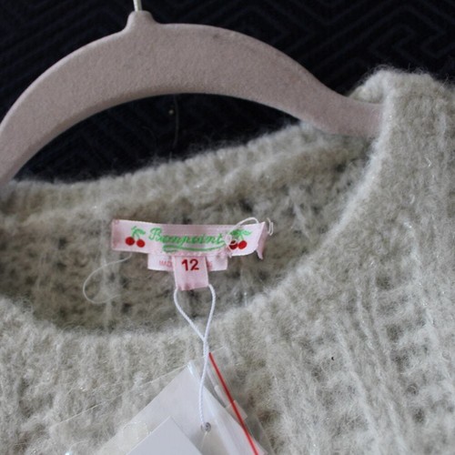 NWT Bonpoint Girls Tank Sweater Vest Alpaca Merino Wool Cream Silver Metallic 12 - Picture 4 of 6
