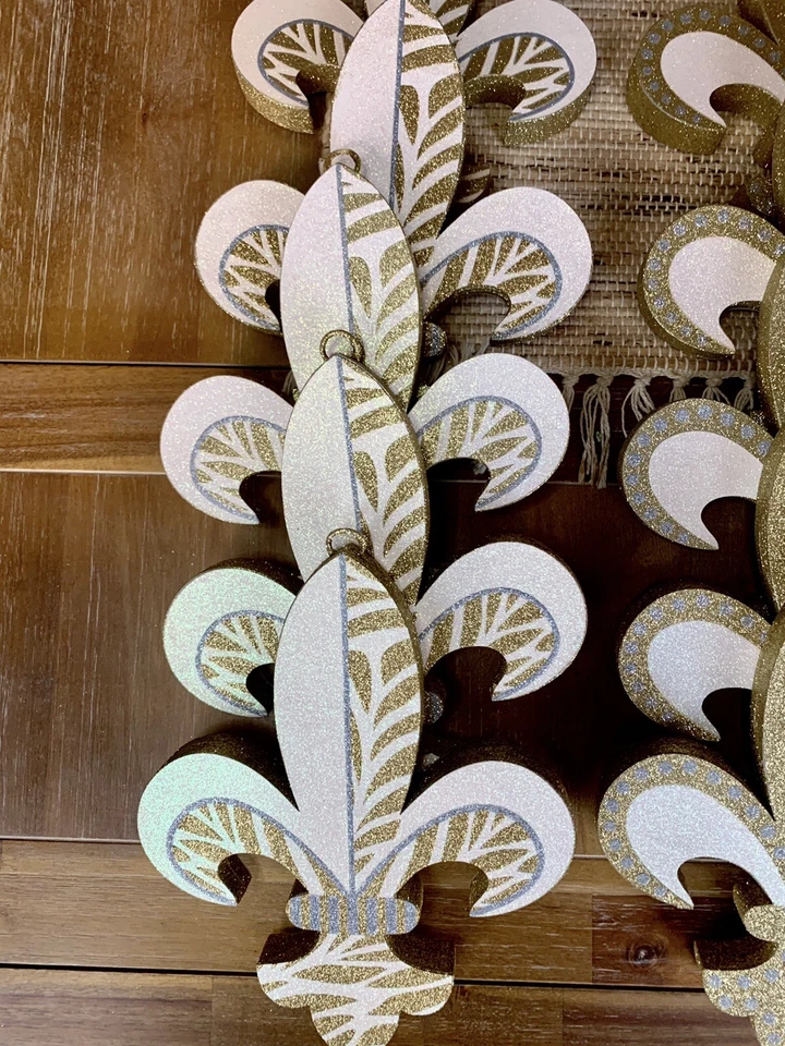 10 NEW Mardi Gras Party Large Fleur De Lis Decoration Ornament Gold Glittered - Изображение 4 из 4