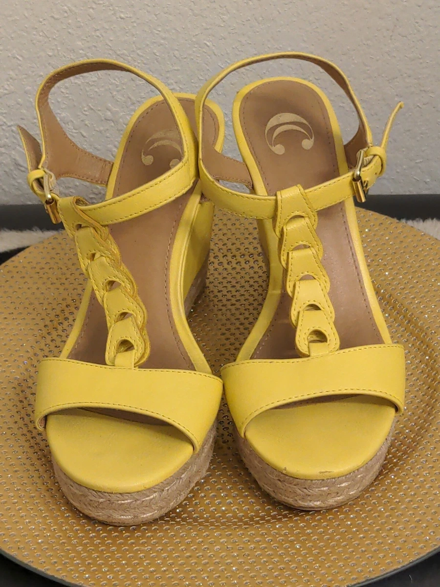 SHARP! CHARMING CHARLIE Women's Yellow Wedge Espadrille