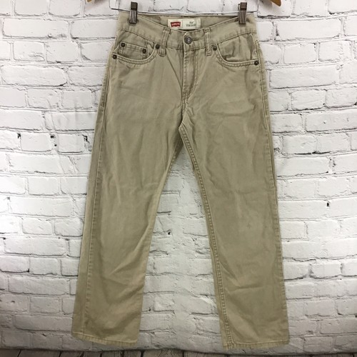 Levis 514 Boys Sz 12 Regular Khaki Tan Denim Straight Leg Jeans Flaw - Picture 2 of 8