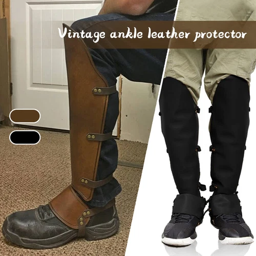 Medieval Greaves Leg PU Leather Strap Wrap Armor Part Warrior Costume Boot Set - Picture 2 of 19