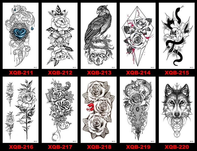 8 Sheets Temporary Tattoos Body Arm Tattoo Sticker Half Sleeve Fake Waterproof