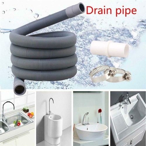1/2/3M Washing Machine Dishwasher Drain Waste Hose Extension Pipe Sets Universal - Picture 2 of 15