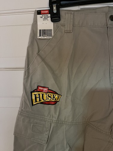 NWT WRANGLER Teen Boys Husky Fit Adjusts 34 Waist Cargo Pants (Khaki) x30" Sz 18 - Picture 2 of 3