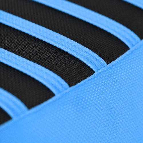 Talaria XXX E-Bike Seat Cover by Enjoy Mfg LIGHT BLUE/BLACK/LIGHT BLUE rib #407 - Picture 4 of 5