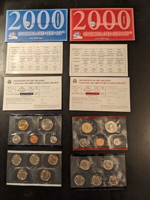 2000 U. S. Mint Uncirculated Coin Sets - 20 BU 2000-P&D coins inc state ...