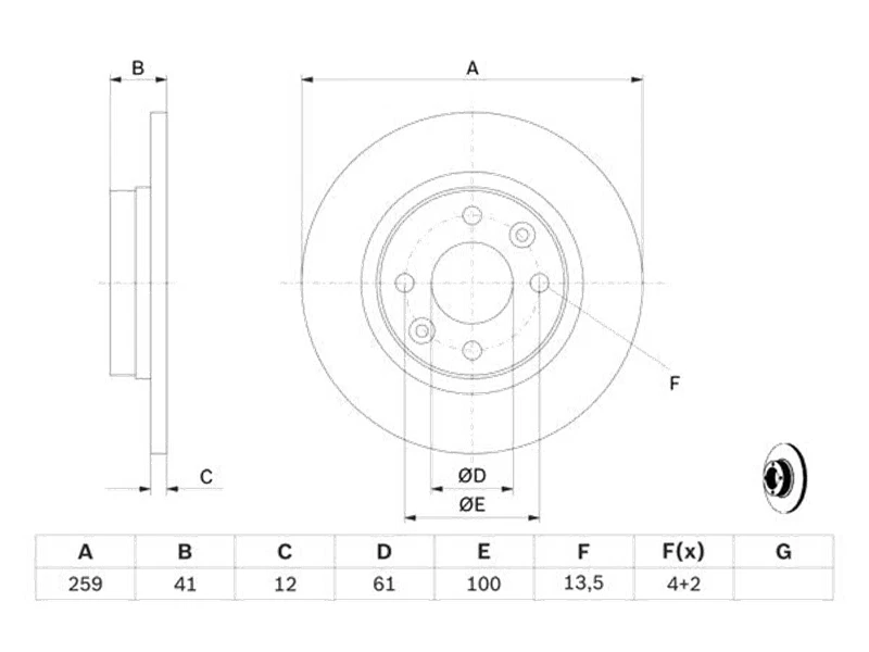 Coppia Disques De Frein Avant BOSCH Adapté À DACIA Sandero RENAULT SMART Fortwo - Photo 2/4
