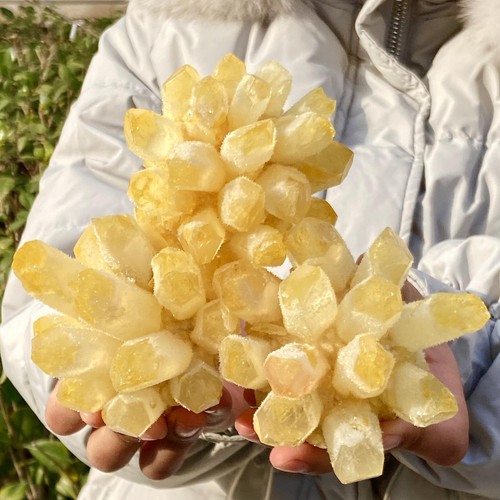 2.39LB Natural best yellow crystal ore cluster flower healing specimen - 第 4/12 張圖片