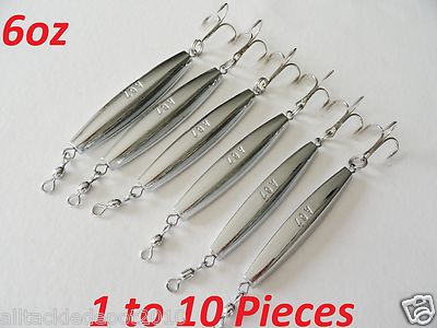 1 to 10 Pieces 6oz Diamond Jigs Chrome Saltwater Fishing Lures - Select qty
