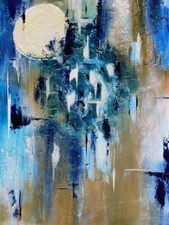 Acrylic hand painted Painting Abstract "Under the moon" 16" x 20" canvas