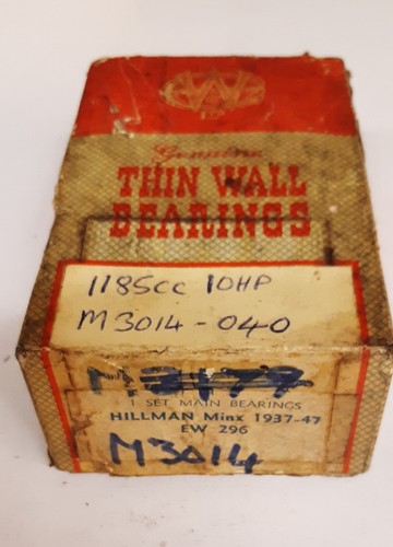 Hiiman/Sunbeam/Talbot 10hp, 1185cc Main Bearings 040 Glacier M3014 / VP296-040" - Picture 2 of 5