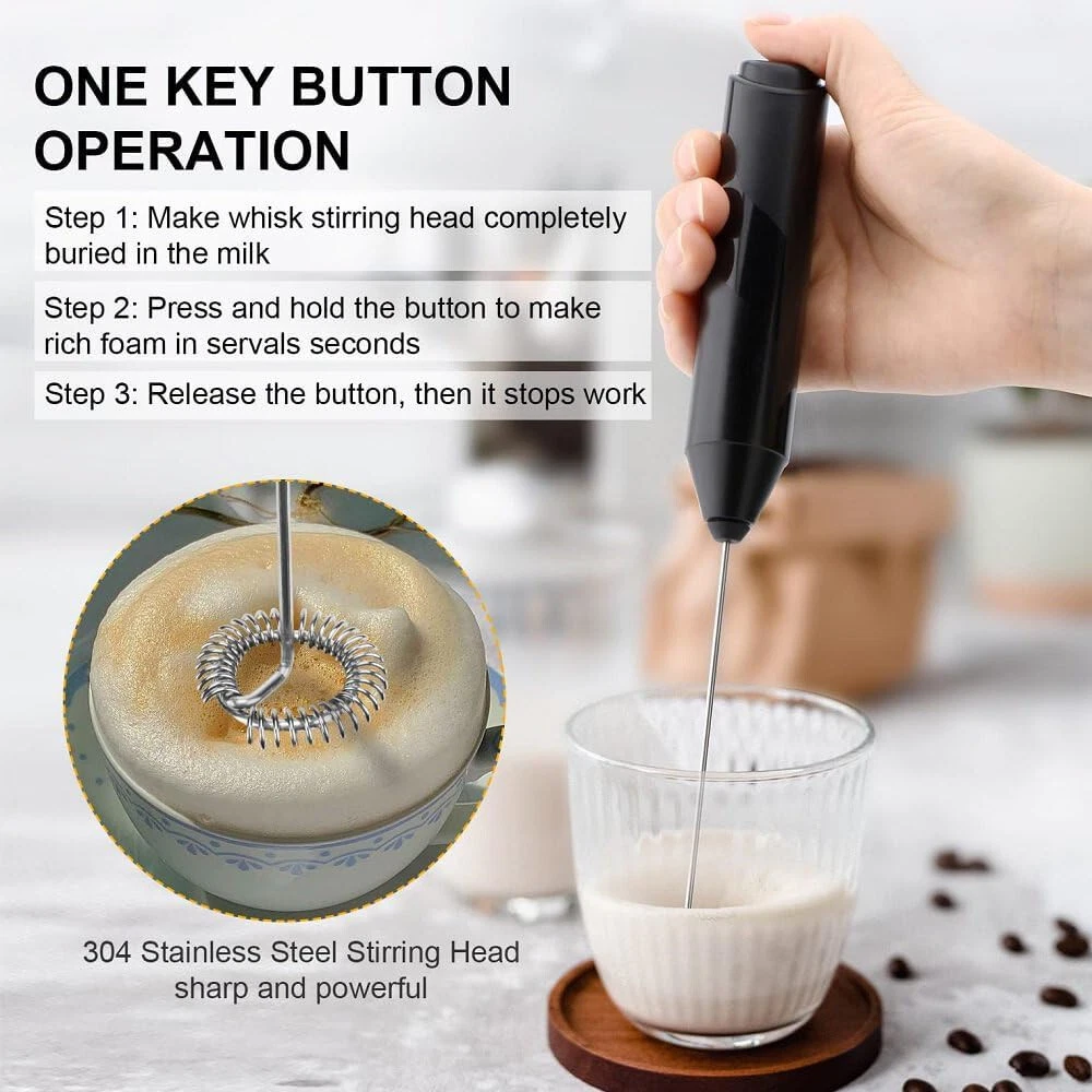 Milk Frother Handheld, for Coffee, Mini Whisk, Foam Maker and Drink Mixer for La Milk Frother Handheld, for Coffee, Mini Whisk, Foam Maker and Drink Mixer for La