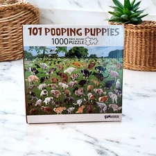 101 Pooping Puppies 1000 Piece HIlarious Jigsaw Puzzle By Funwares Missing 1 Pie