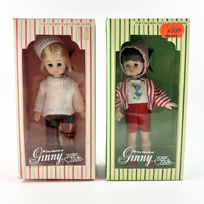 Vogue Dolls 1978 The World Of Ginny Lot Of 2 Dolls 8'' Duck & Plaid Outfit