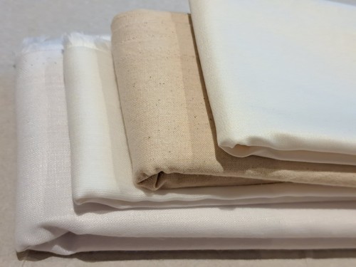Organic Cotton 4 x 1/4mt craft fabric bundle natural Linen, Silk, Voile, calico - Picture 11 of 17