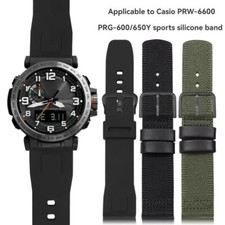 24mm Silicone/Nylon Watch Straps For Casio PROTREK PRG-600YB/650 PRW-6600 GA2000