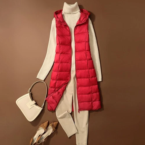 Winter Women Down Vest Jacket Sleeveless Hooded New Coat Long Waistcoat Gilet - Picture 7 of 21