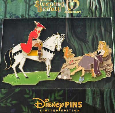 Disney Sleeping Beauty 65周年記念ピン Disneyland Pin Set 2 Boxed Jumbo Pins SLEEPING BEAUTY 65th