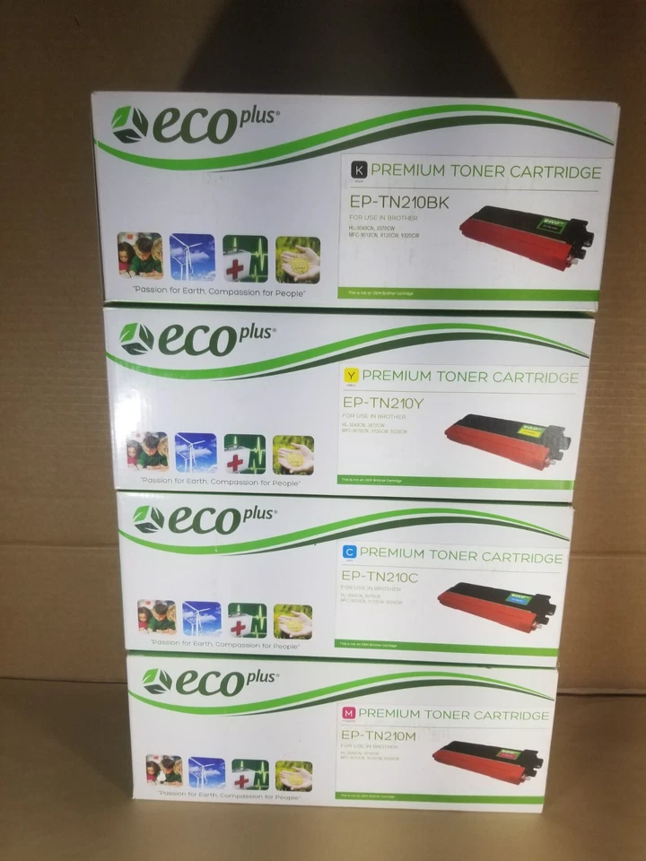 ECO Plus 4-Pack Premium Toner Cartridges EP-TN210 For Brother 4 Color New - Image 2 of 4