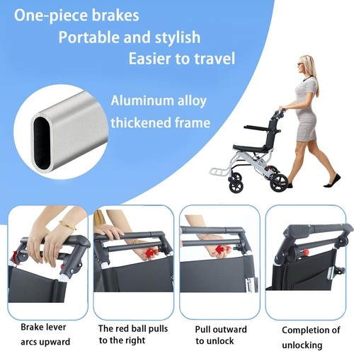 Ultra-Light 6.8kg Transport Wheelchair Folding Portable Mobility Aid Wheel Chair - Picture 8 of 16