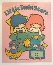 Vintage 1976 LITTLE TWIN STARS Mascot Big Sticker Sheet SANRIO Japan Hello Kitty