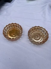 s/2 Vintage Peach Iridescent Glass Ashtray/trinket dish