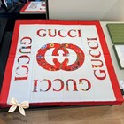  Gucci Floral Twill Silk Red Square Women's Scarf 36×36 in — photo 2