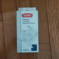 Thermos Replacement Straws/ 2 Complete Clear Straws for 12 Oz Funtainer Bottle