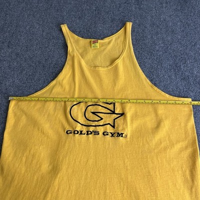 Vintage Gold's Gym Men's Size XL Yellow Stringer Tank Top Muscle