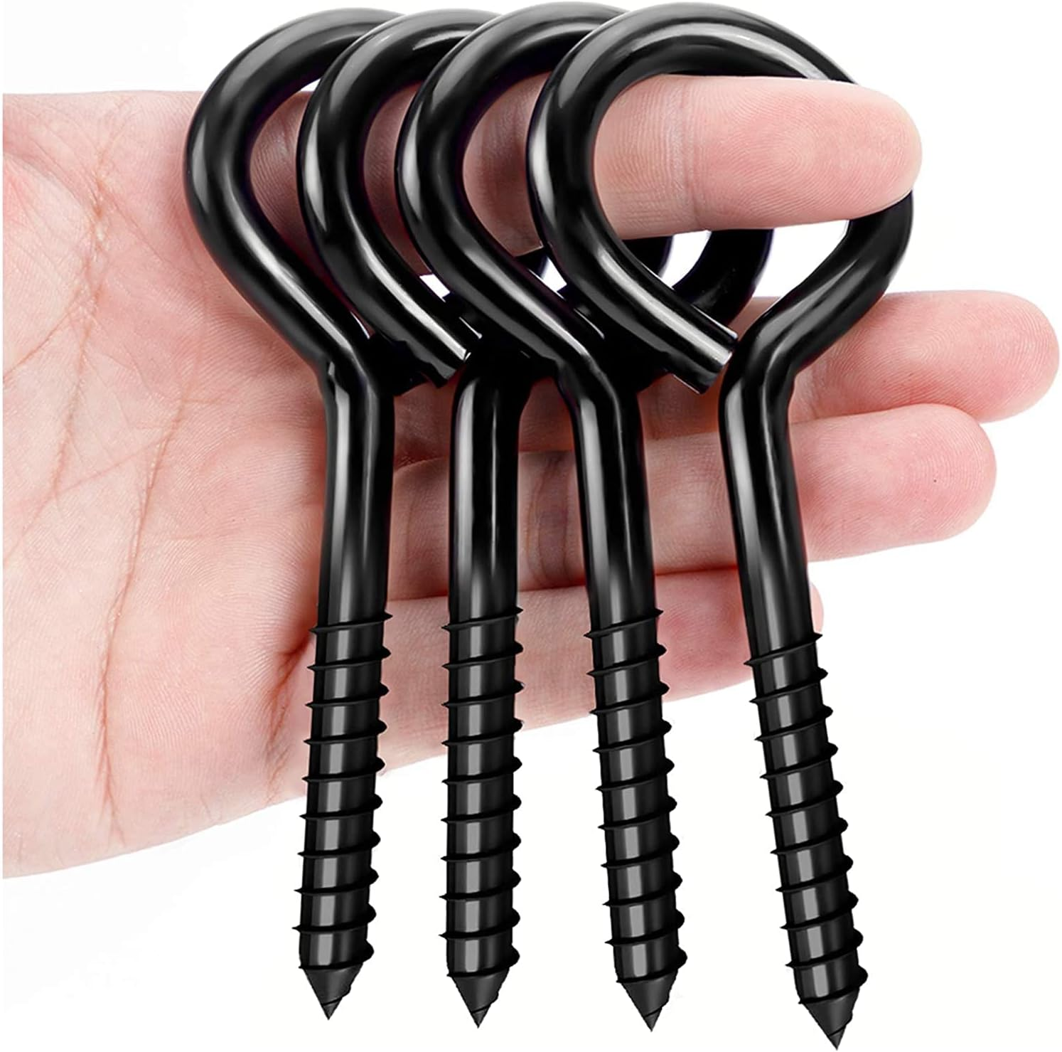 5 Inch Stainless Steel Screw Eyes, 4Pcs Black Sturdy Eye Bolt Lag Screw | Eye Ho