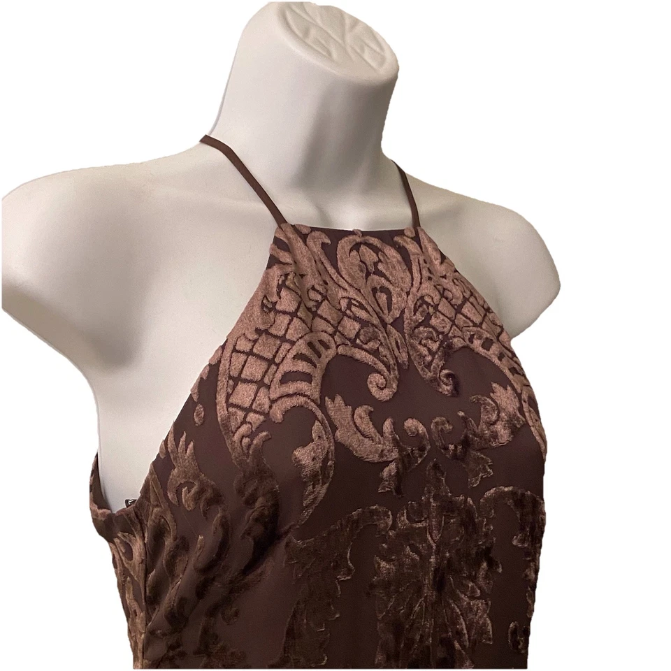 90s Y2K Velvet Floral Burnout Maxi Dress Size 2 Petite Boho Forest Fairy Goth - Image 4 of 4