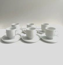 LOT OF 6 RARE MCM ARCTA WHITE THOMAS GERMANY COFFEE CUP & SAUCER ROSENTHAL