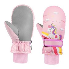 Toddler Winter Mittens, Warm Coral M Size for 5-10 Years Old Light Pink