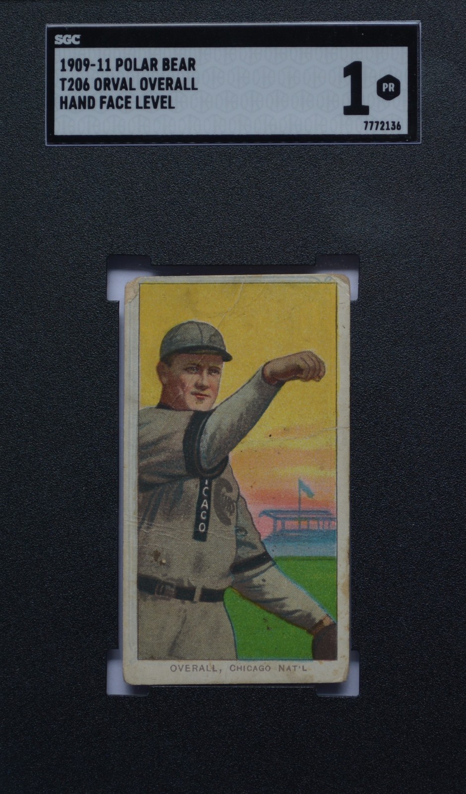 1909-11 T206 ORVAL OVERALL - HAND FACE LEVEL - POLAR BEAR BACK - SGC 1