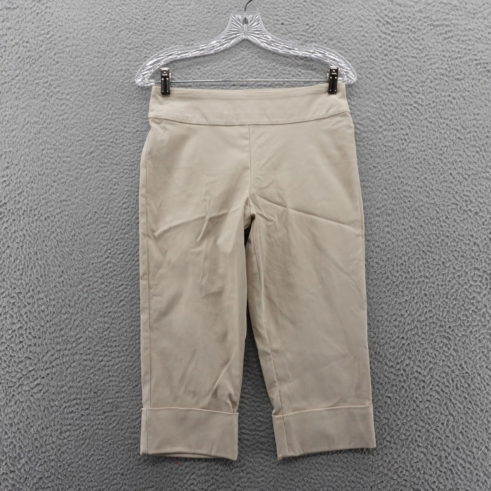 Krazy Larry Cropped Capri Pants Tan Size 4 Womens Cuffed Pull On Stretch