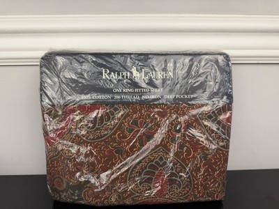 1990's Vintage Ralph Lauren Whitbury Brown Red Paisley KING FITTED