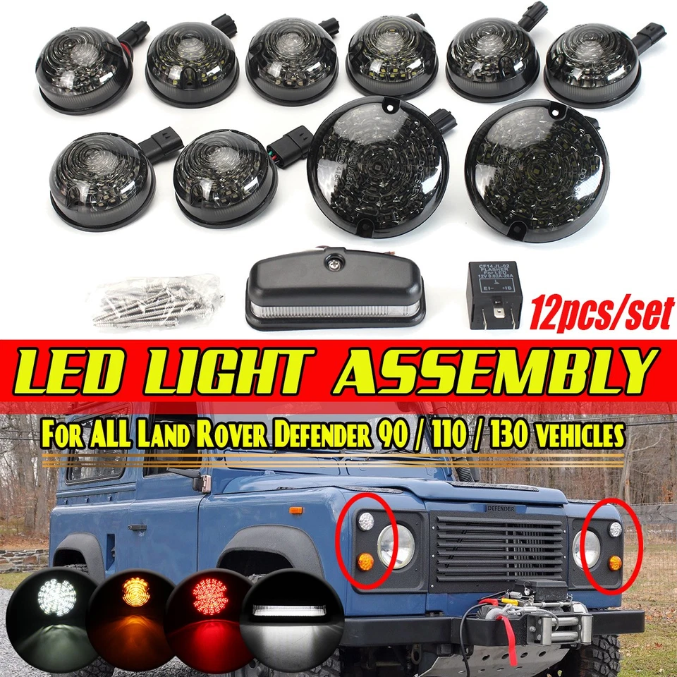 12X Komplette Lampe Set Rücklicht Blinker Für Land Rover Defender 90 110 Smoke - Bild 2 von 4