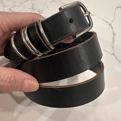 American Eagle Black Leather Casual Belt Womens S Silver Plated Multi Loops Boho