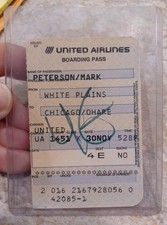 United Airlines ticket Stub Vintage White Plains to Chicago/ Ohare Nov30