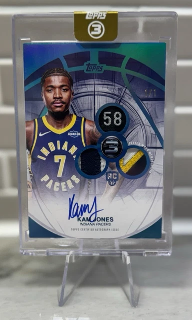 2025-26 Topps Three Rookie 3 Patch Auto Vertical Kam Jones #RPV-KJO 1/1 RC SSP