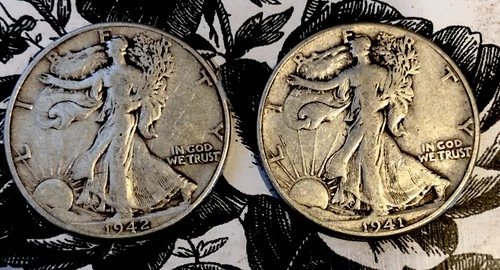 walking liberty half dollar lot of 2 1941 42