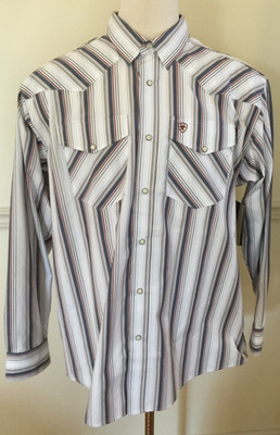 NWT Men ARIAT PRO Long Sleeve L/S Shirt Warrick White Stripe Snap Front Classic