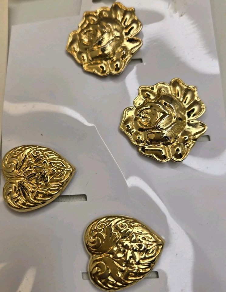 Vtg Lot 16 Button Covers On 4 Cards Gold & Jeweltone & Abstract - Image 3 of 4